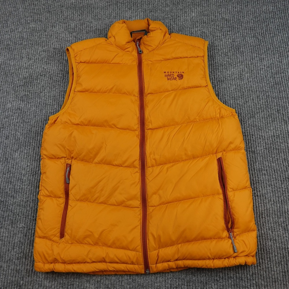 Mountain Hardwear Down Vest Mens Large Orange Puffer Full Zip 650 Q Shield